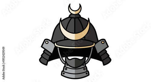 Japanese Samurai Helmet Icon - Traditional Warrior Armor Symbol