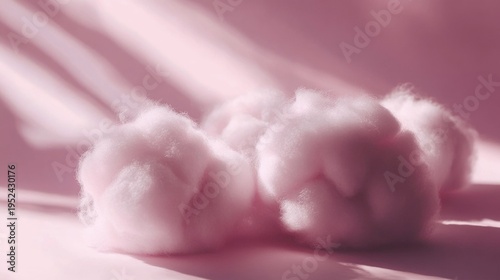 Cotton background with soft natural bolls and delicate texture. Clean organic composition for textile design, branding, packaging and creative projects.