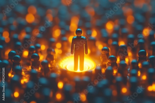 Man attracting people with a magnet, symbolizing the influence of marketing and digital engagement, Generative AI