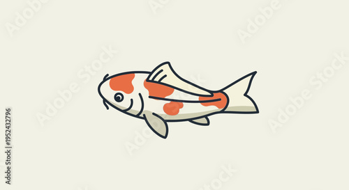 Cute Koi Fish Illustration - Orange and White Carp Swimming