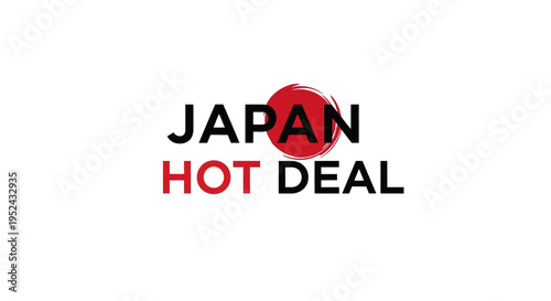 Japan Hot Deal Text with Red Sun Symbol