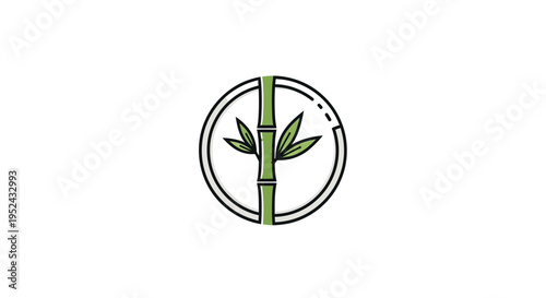 Minimalist Bamboo Circle Logo Icon - Green Plant Symbol