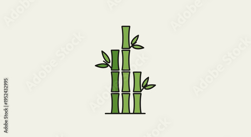 Minimalist Bamboo Stalks Illustration, Green Plant Design, Simple Nature Icon
