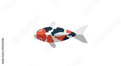 Vibrant Koi Fish Illustration: Japanese Carp, Aquatic Life, Asian Symbolism, White Background