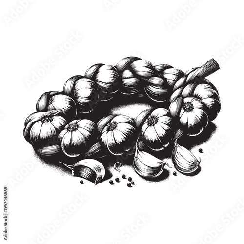 A bunch of garlic bulbs and cloves