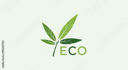 Eco Logo with Green Leaf and Text