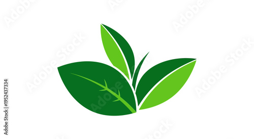 Green Sprouting Leaves Logo Icon - Nature and Growth Concept