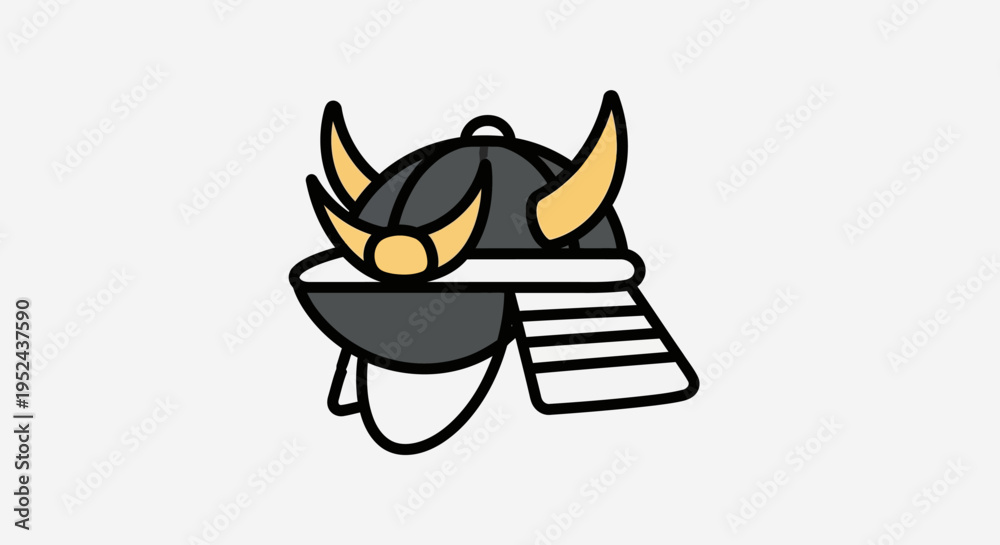 Obraz premium Stylized Samurai Helmet Icon Vector Illustration