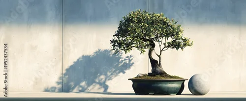 Panel kuchenny z motywem Bonsai tree in an elegant plant on a table