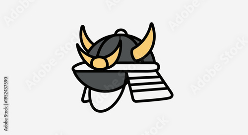 Stylized Samurai Helmet Icon Vector Illustration