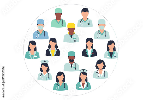 Diverse group of medical professionals.