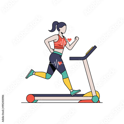 Woman Running on Treadmill for Fitness.