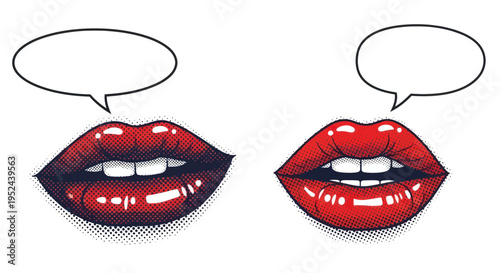 Comic Style Lips with Speech Bubbles