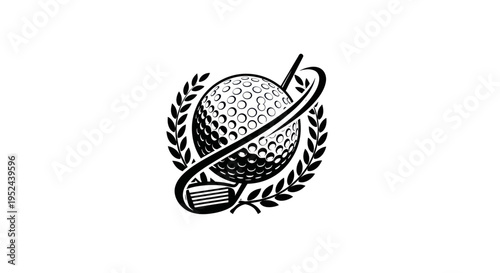 Golf Emblem: Ball, Club, and Laurel Wreath Logo Design