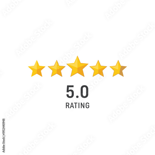 Five Star Rating System: 5.0 Score, Excellent Quality Feedback