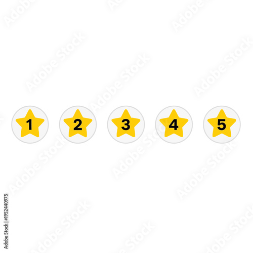 Five Star Rating System Isolated on White Background