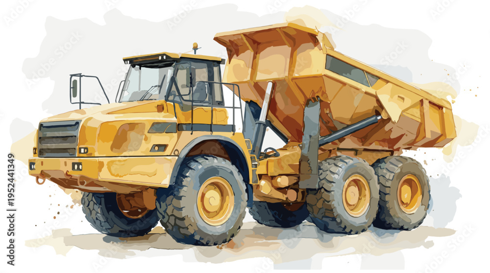 Obraz premium Yellow dump truck on construction site