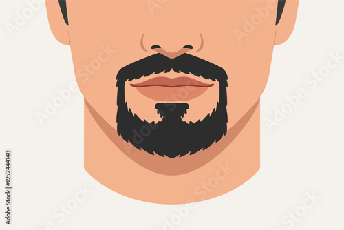 Man face featuring a stylish goatee and mustache, illustrating a popular male beard style and grooming