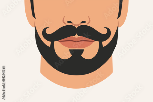 Man wearing styled beard and mustache, representing male grooming, fashion, and hipster culture