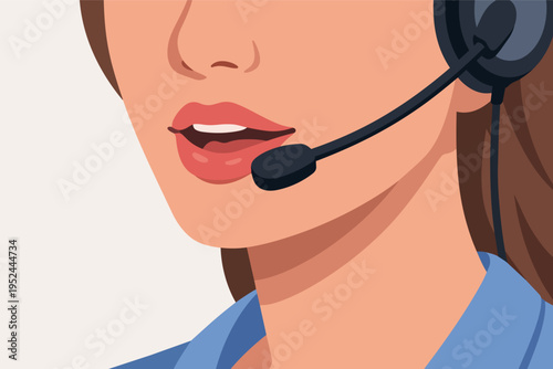 Call center agent wearing a headset, providing customer support and professional communication