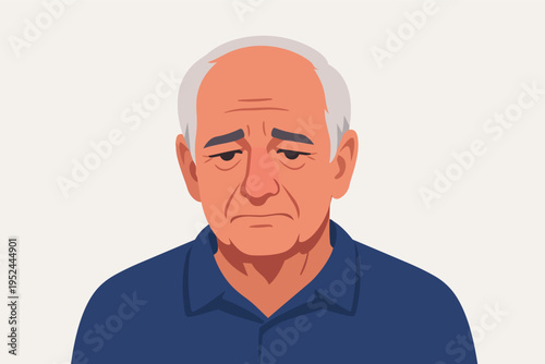 Senior man expressing sadness and depression, feeling unhappy and lonely, experiencing grief or sorrow