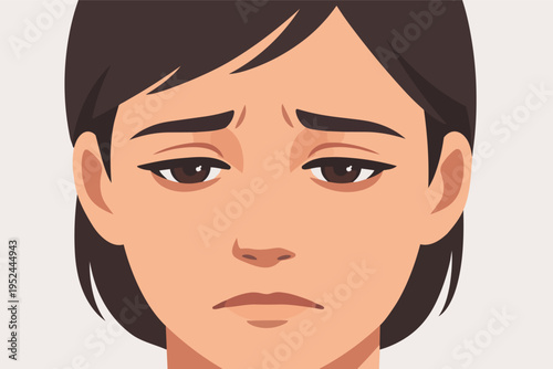 Young woman feeling sad, experiencing depression or sorrow, face showing emotional distress