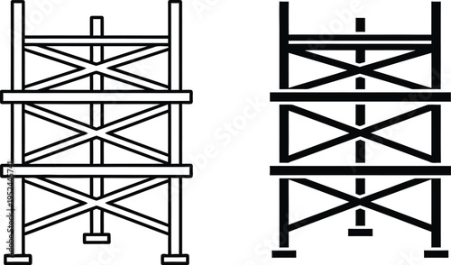 Scaffolding structures with diagonal and horizontal supports