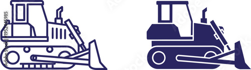 Bulldozer icons in white and blue