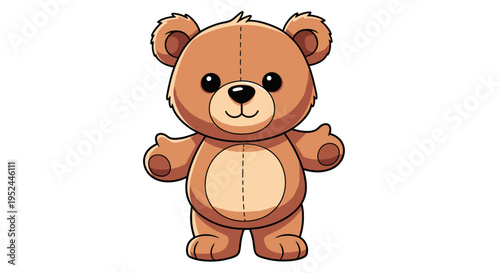 A cute cartoon brown teddy bear.