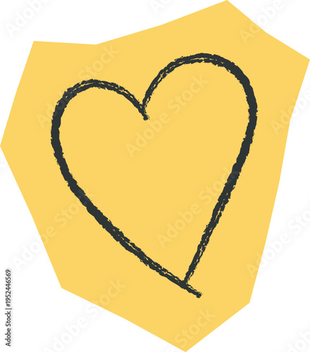 Paper Cut Heart Hand Drawn Outline Sketch