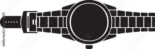 Classic Wristwatch Silhouette with Detailed Strap and Round Dial