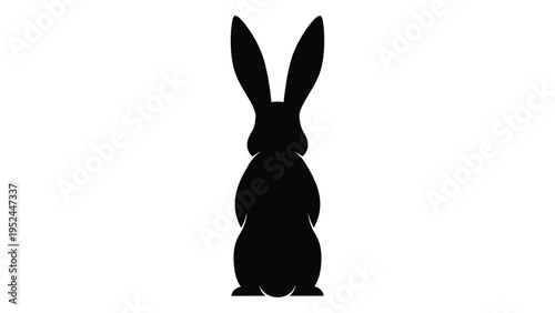 A minimalist black silhouette of a rabbit shown from its rear perspective