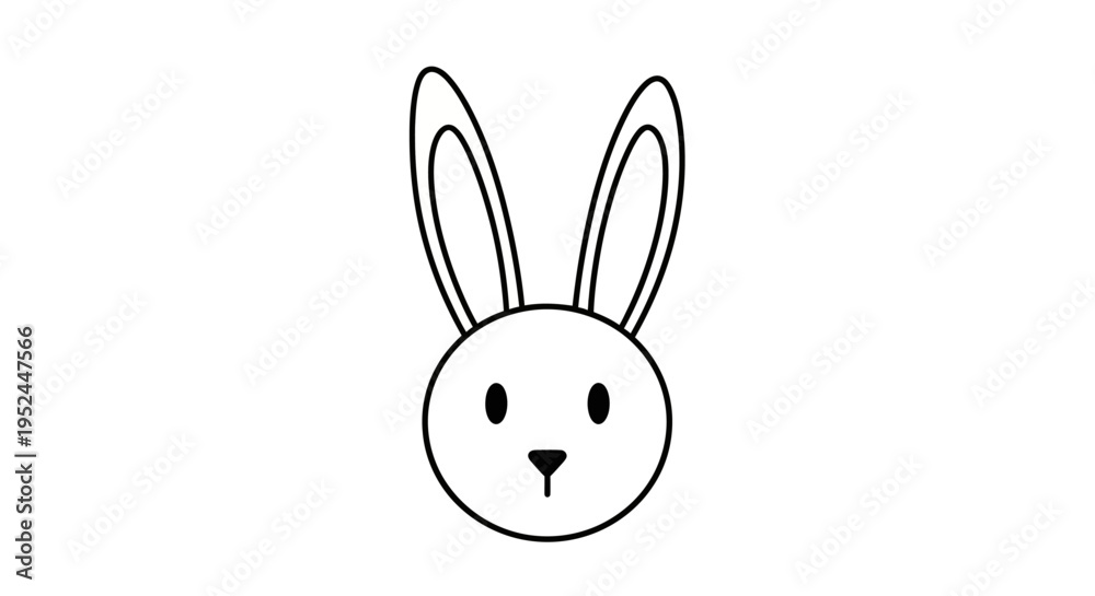 Fototapeta premium A simple line drawing of a rabbit face.