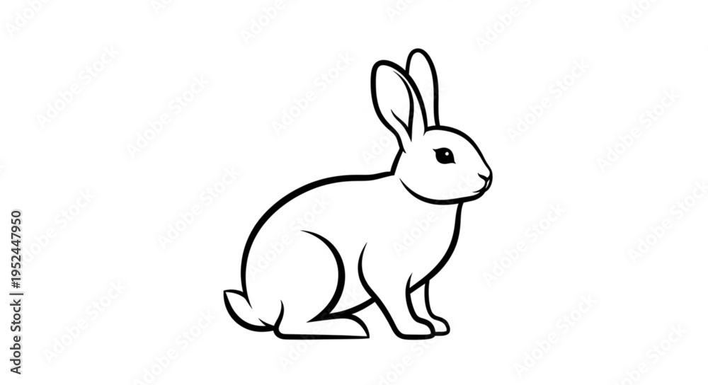 Obraz premium Elegant Line Art Depiction of a Sitting Rabbit.