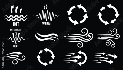 Dynamic arrows indicating movement and flow in various directions