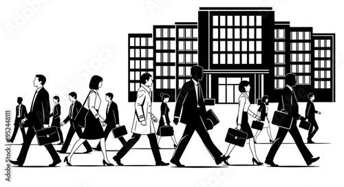 Business Professionals Commuting to Work in a Bustling City.