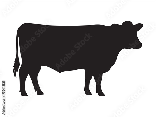 Cow graphic icon. Cow black silhouette, Silhouette of Cow, Farm Animal Livestock Vector Illustration