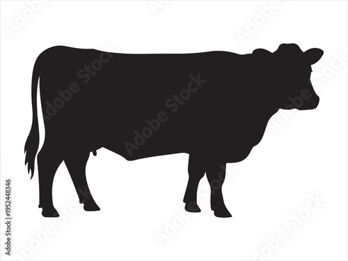 Cow graphic icon. Cow black silhouette, Silhouette of Cow, Farm Animal Livestock Vector Illustration