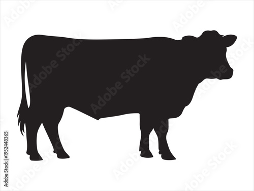 Cow graphic icon. Cow black silhouette, Silhouette of Cow, Farm Animal Livestock Vector Illustration