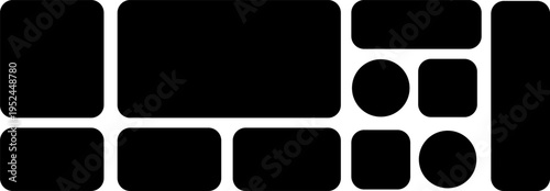 Photo collage template with 6 empty pictures black