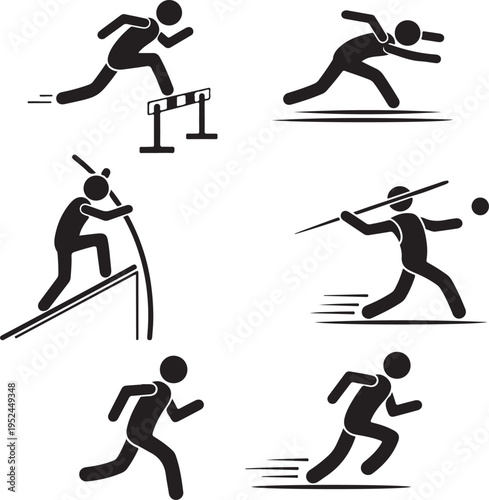 Heptathlete pictograms in a circle
