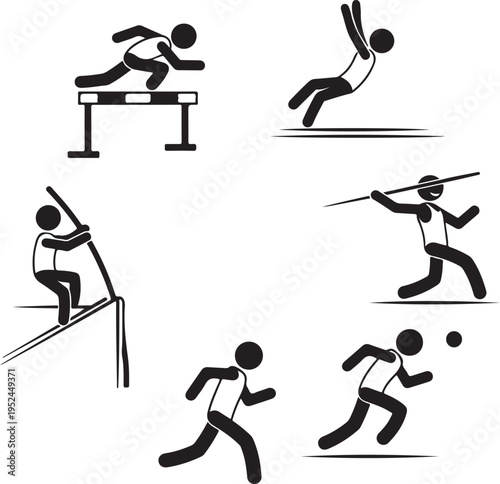 Heptathlete pictograms in a circle