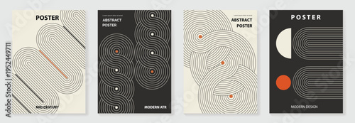 Hand drawn abstract minimal element mid century vector set. Aesthetic contemporary stripe line art, geometric shape in monochrome. Art form design for wall art, decoration, wallpaper