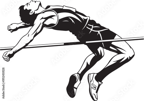 High Jump Icon Silhouette Illustration. Olympics Vector Graphic Pictogram Symbol Clip Art. Doodle Sketch Black Sign.