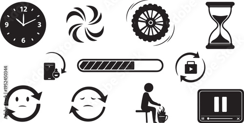 Time Management and Productivity Icons for Business and Workflow