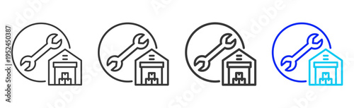 Depot Icon Set Collection Outline Style For Maintenance With Multiple Thickness Variations Modern Design Professional Vector Pack Creative Minimal Business Strategy Branding
