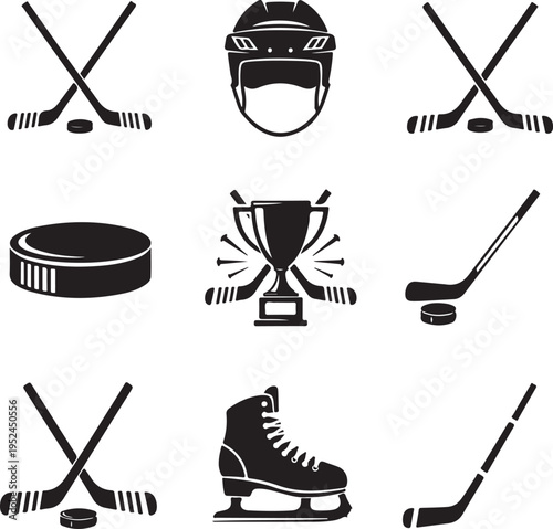 Hockey stick icon, logo isolated on a white background