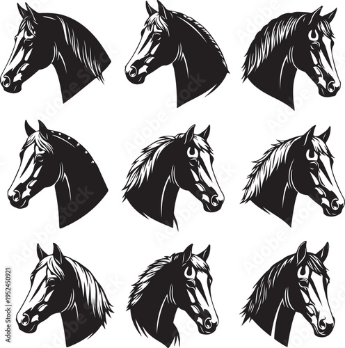 Horse head vector silhouettes