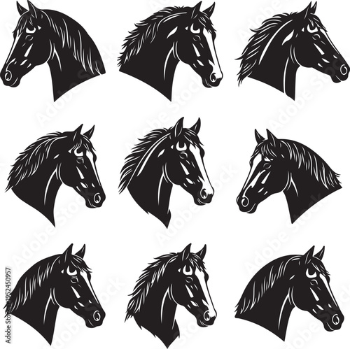 Horse head vector silhouettes