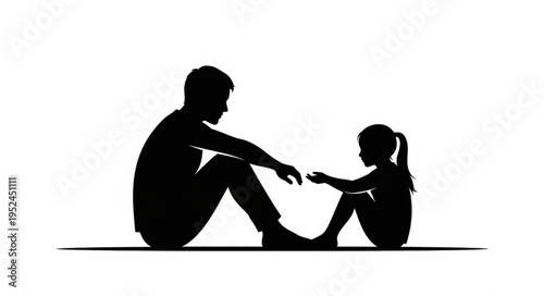 Silhouette of Father and Daughter Sharing a Moment of Connection.